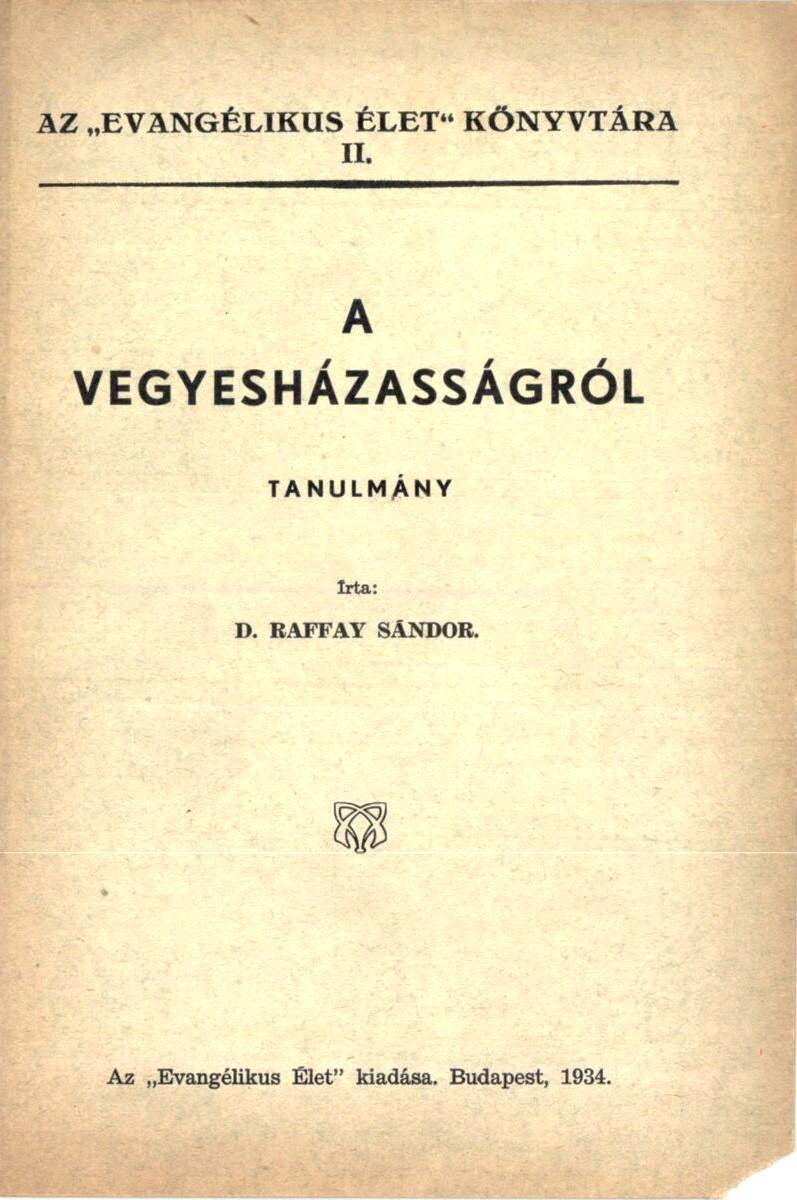 A vegyesházasságról