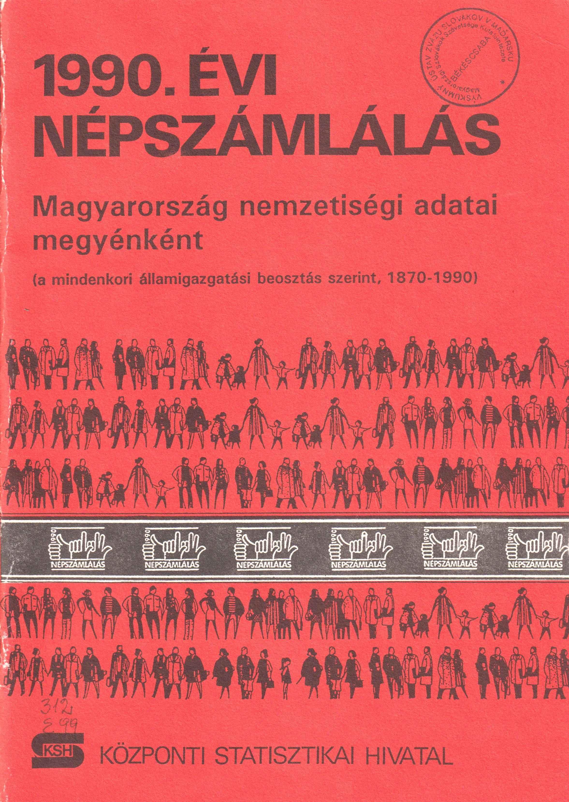 1990. évi népszámlálás. Magyarország nemzetiségi adatai megyénként (a mindenkori államigazgatási beosztás szerint, 1870 –1990)