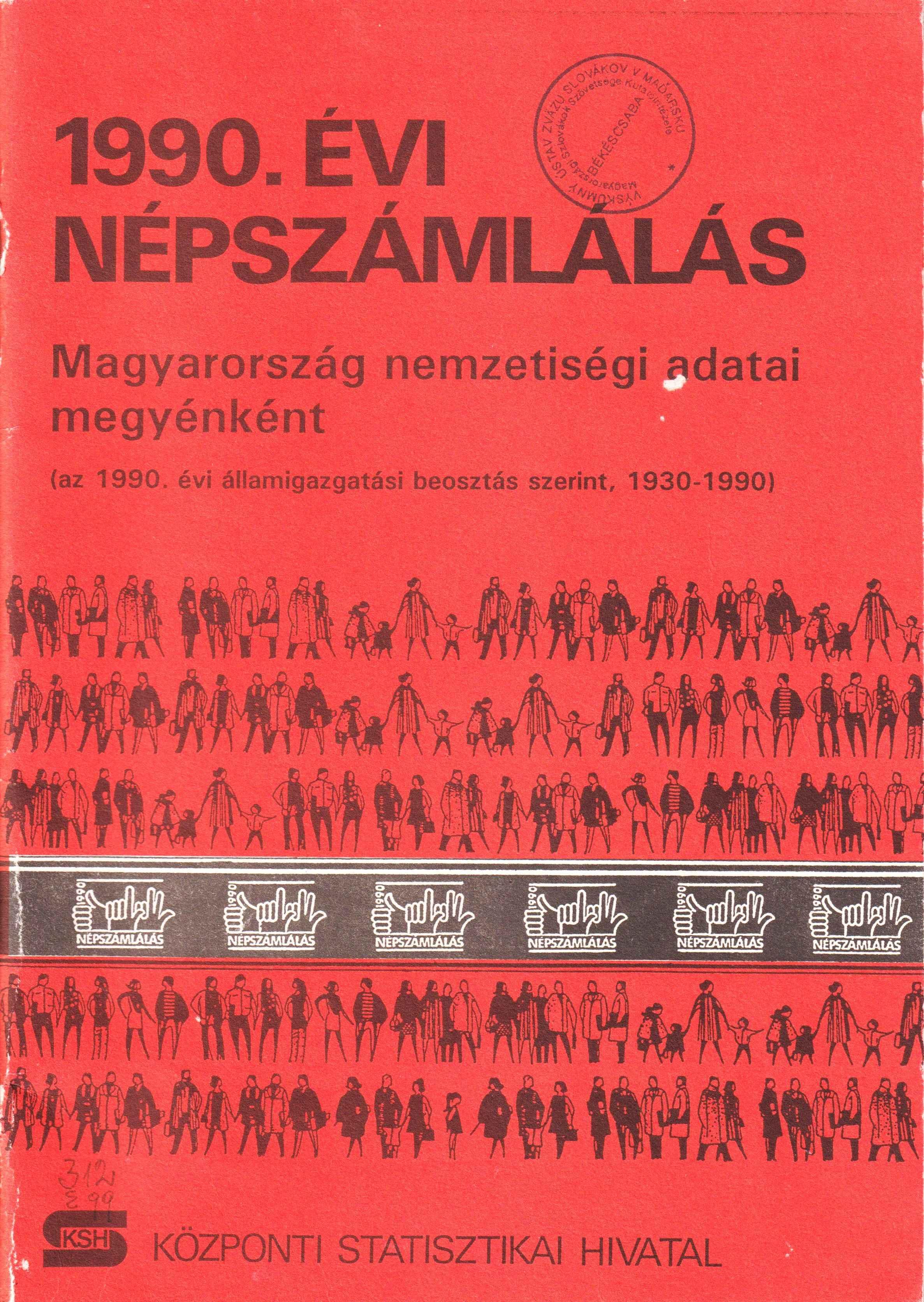 1990. évi népszámlálás. Magyarország nemzetiségi adatai megyénként (a mindenkori államigazgatási beosztás szerint, 1930 –1990)