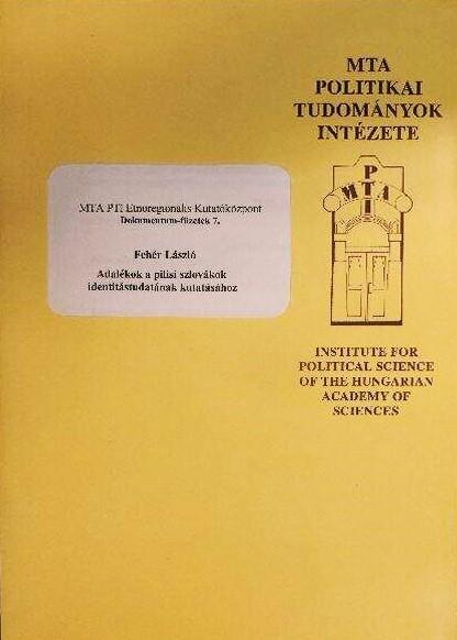 Adalékok a pilisi szlovákok identitástudatának kutatásához 