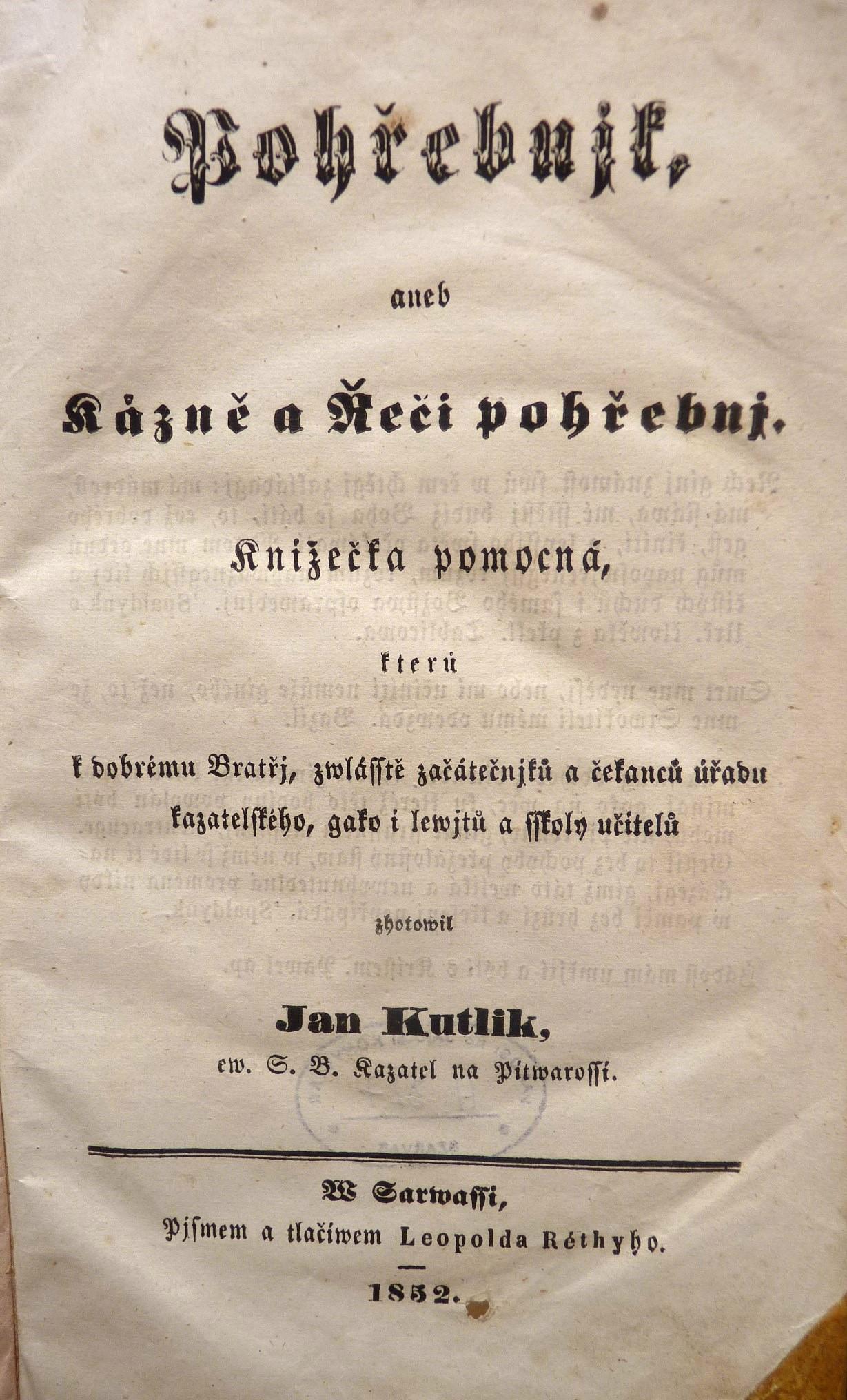 Pohřebník aneb Kázně a Řeči pohřebnj