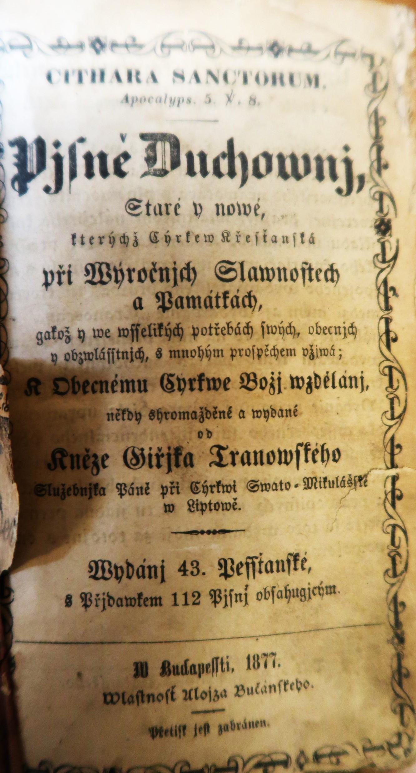 Písně duchovní… Vydanie 43. Peštanské, 112. prídavkem