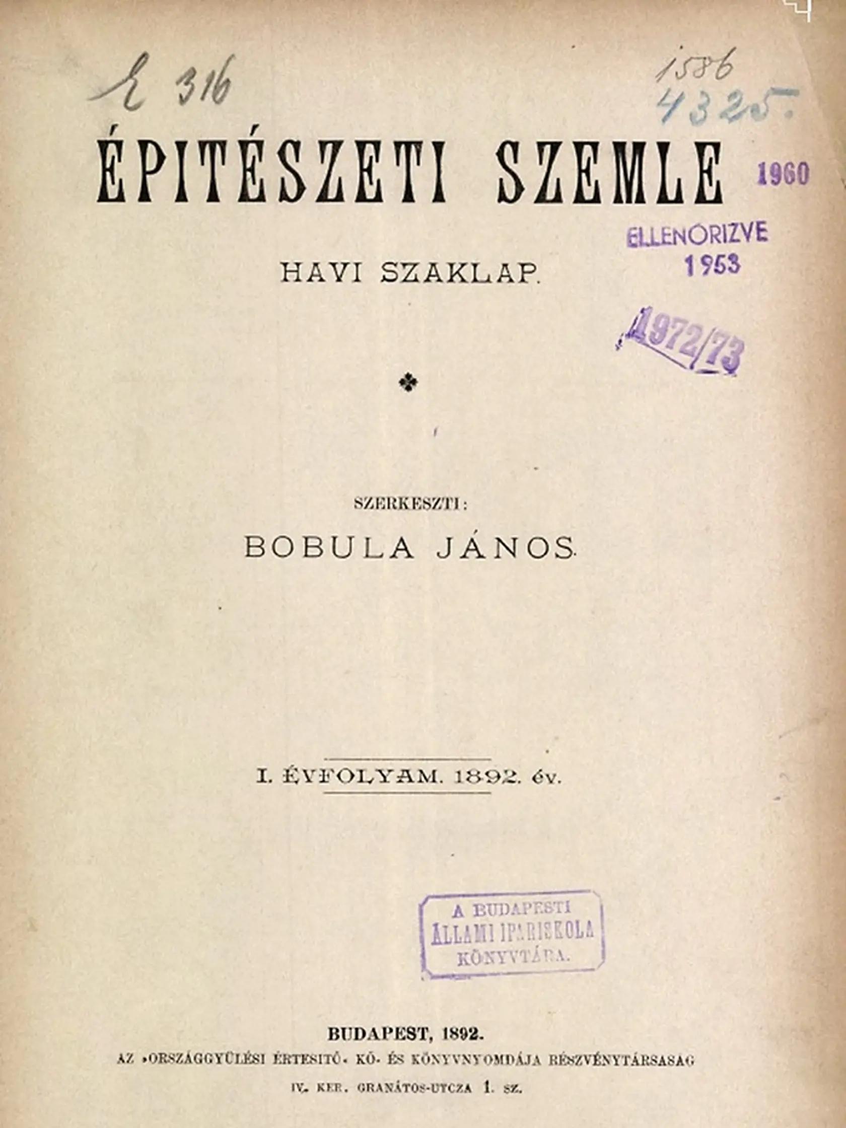 Építészeti szemle : havi szaklap