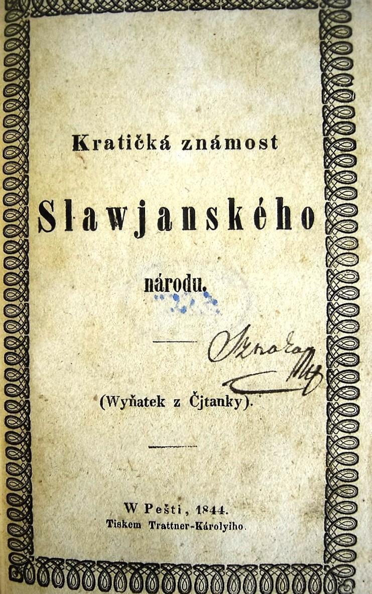 Kratičká známosť Slawjanského národu. (Wýňatek z Čítanky)