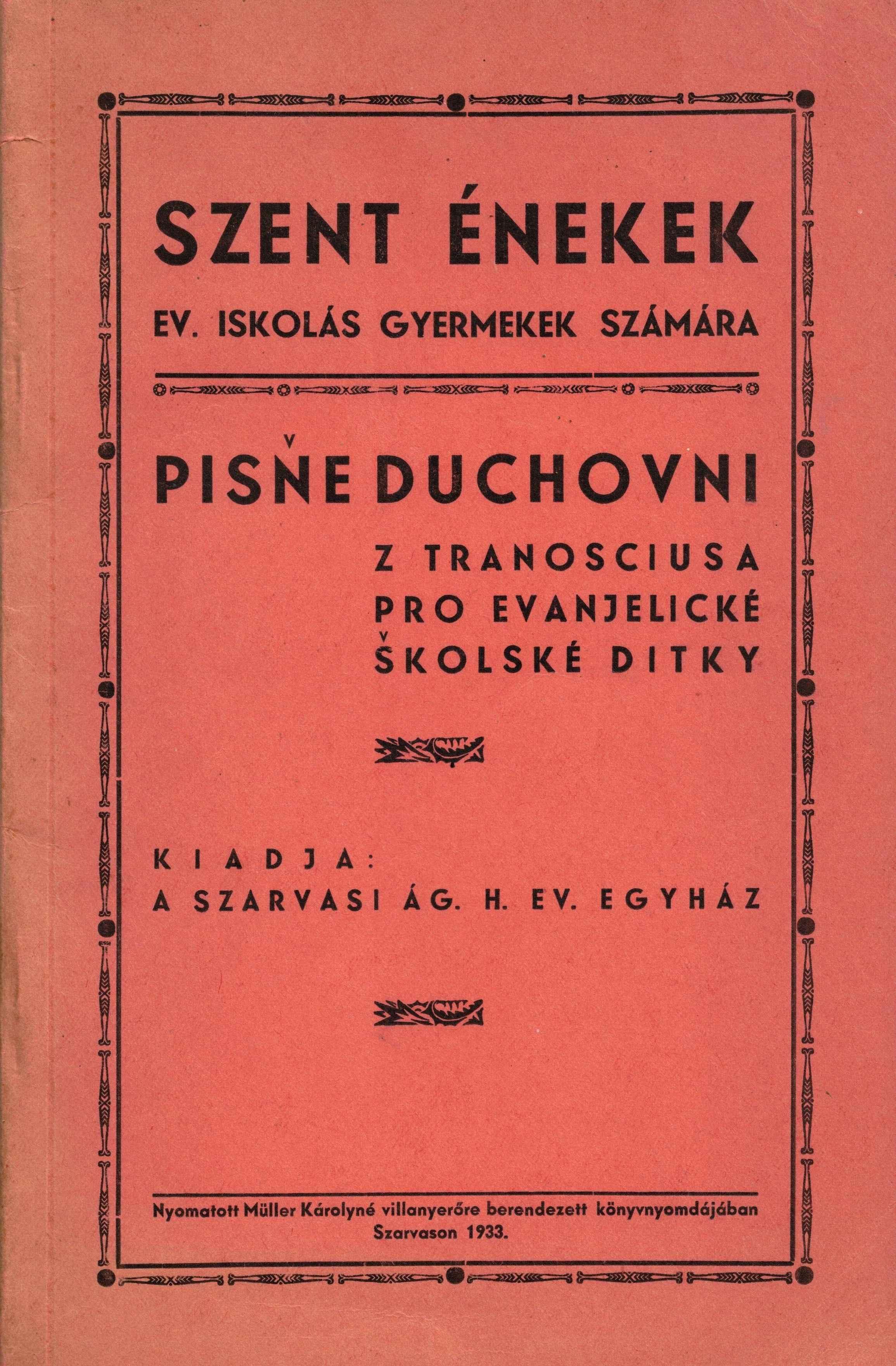 Szent énekek ev. Iskolás gyermekek számára