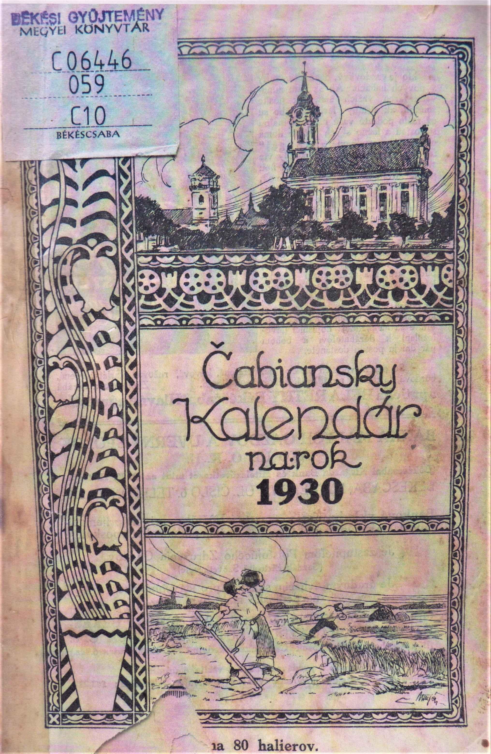 Čabiansky kalendár na obyčajný rok 1930. Ročník: jedenásty