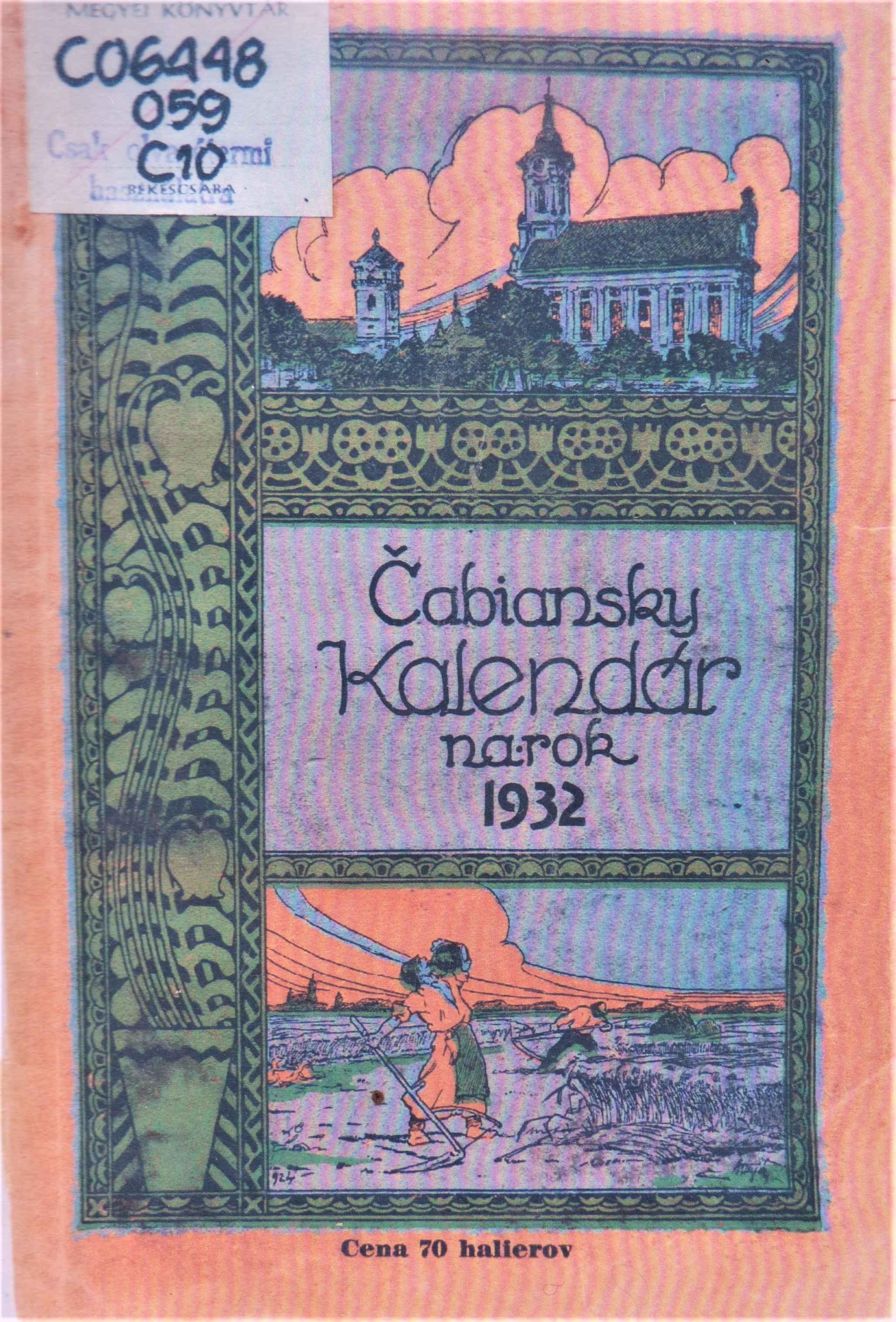Čabiansky kalendár na priestupný rok 1932. Ročník trinásty