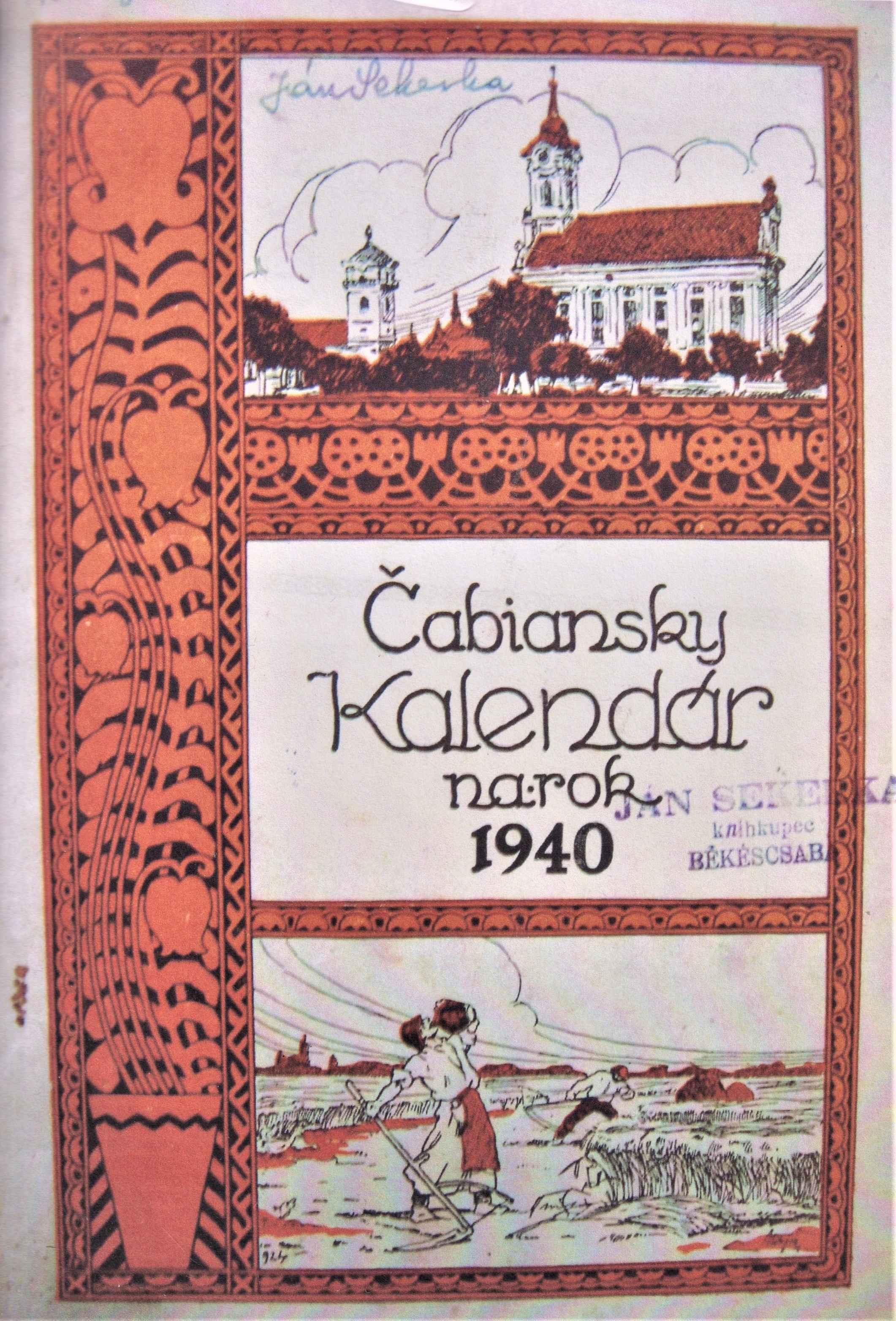 Čabiansky kalendár na priestupný rok 1940.  Ročník dvaciatyprvý