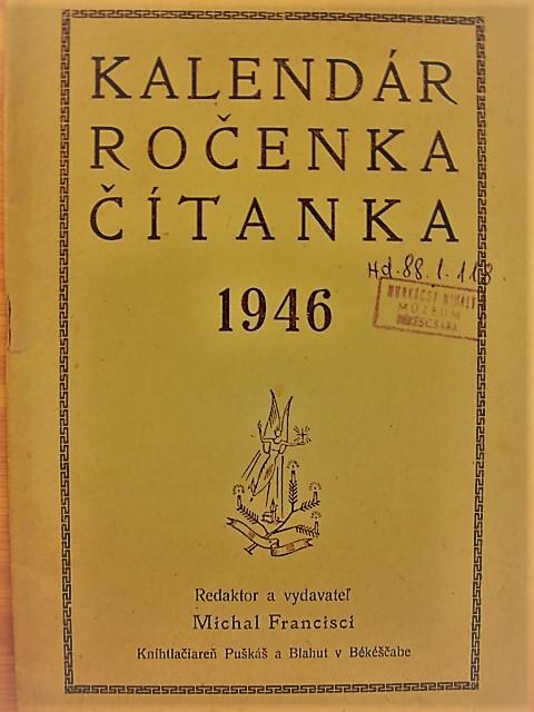 Kalendár. Ročenka. Čítanka 1946
