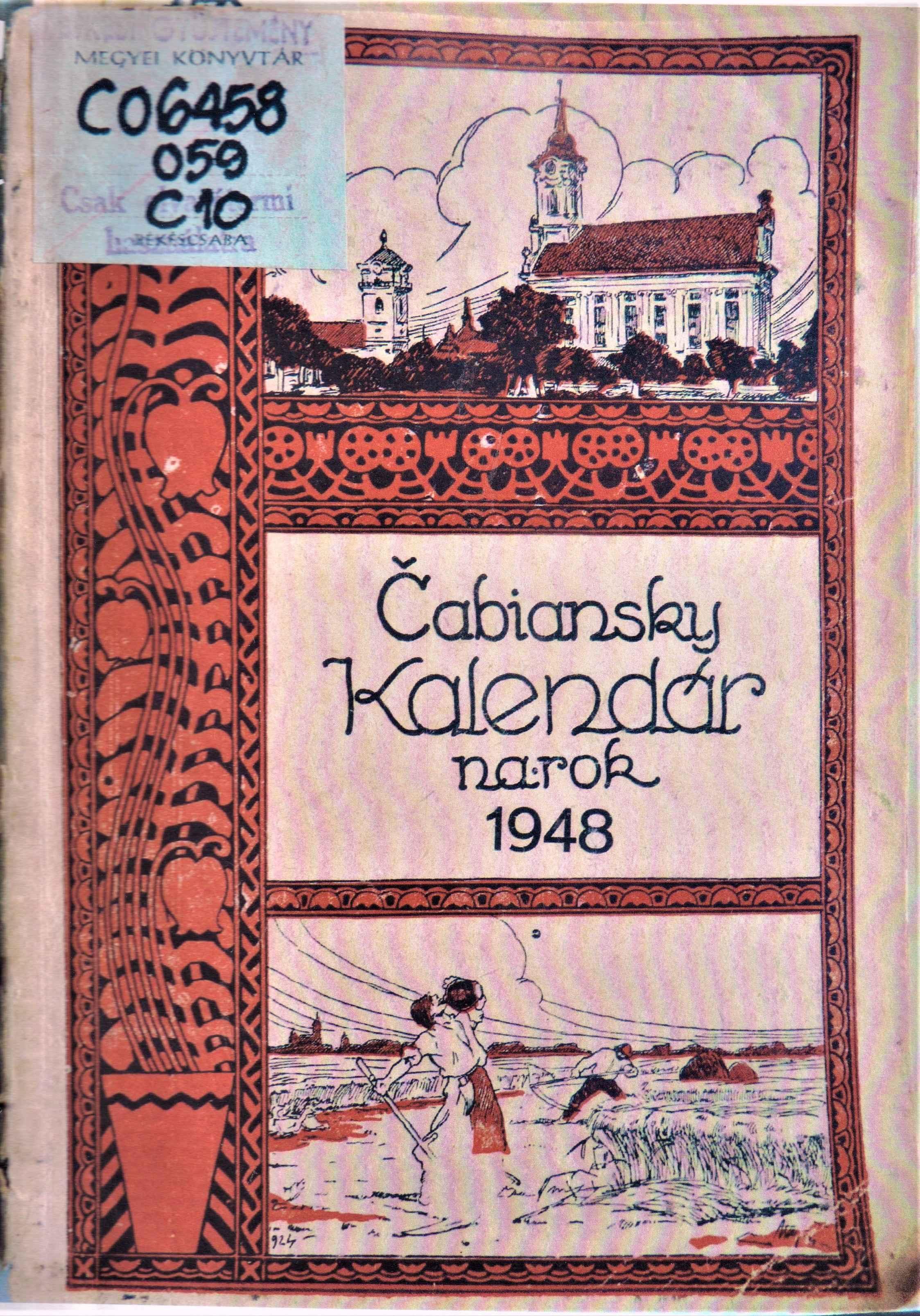 Čabiansky kalendár na obyčajný rok 1948. Ročník dvaciatyosmy