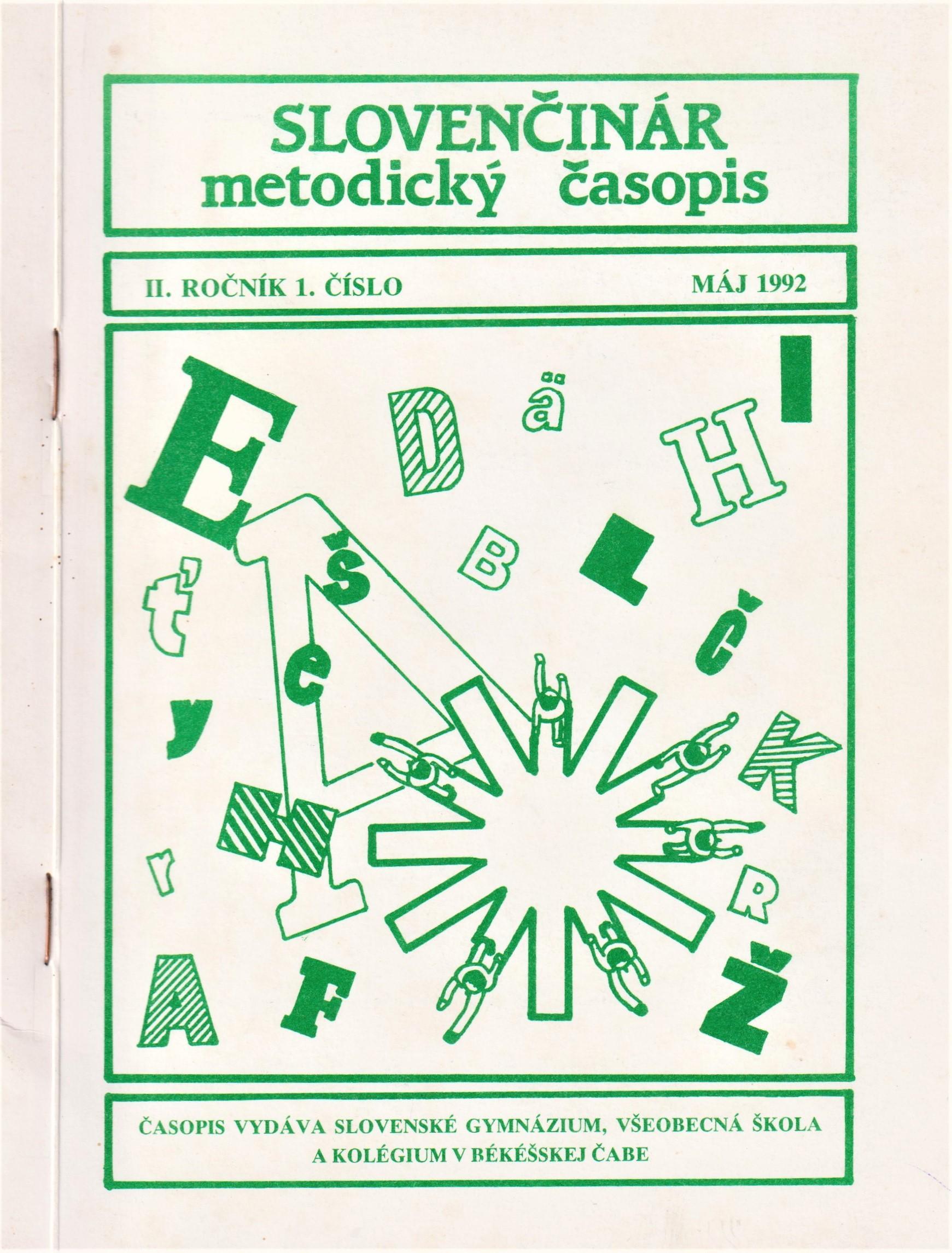 Slovenčinár. metodický časopis r. II. č. 1.
