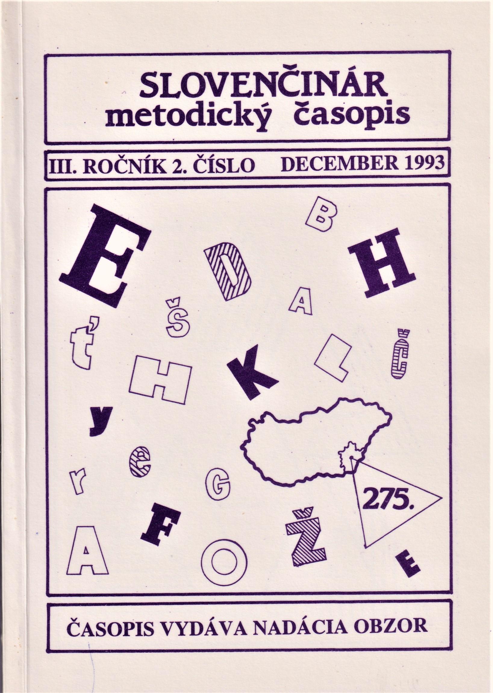 Slovenčinár. metodický časopis r. III. č. 2.