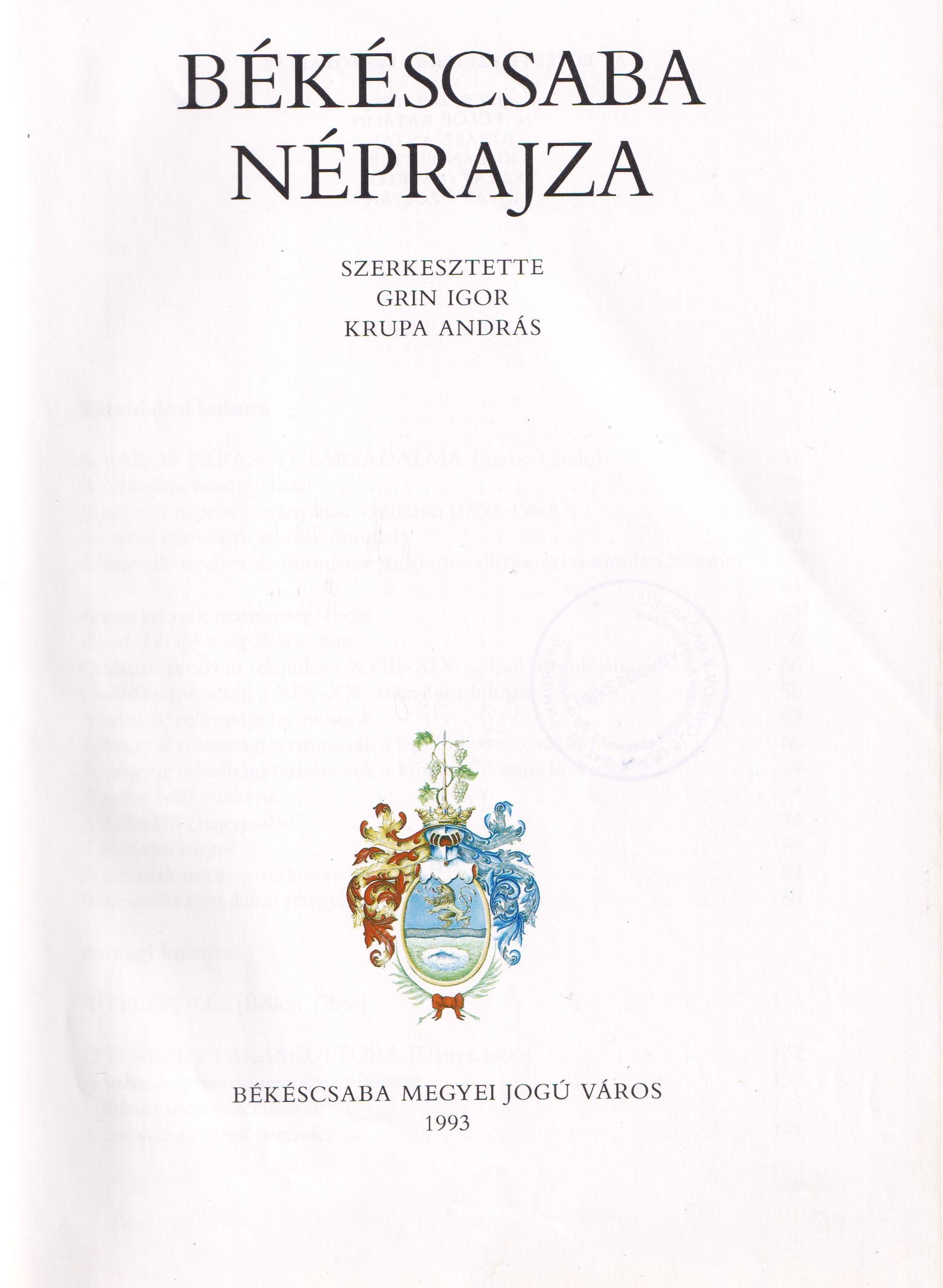 Békéscsaba néprajza