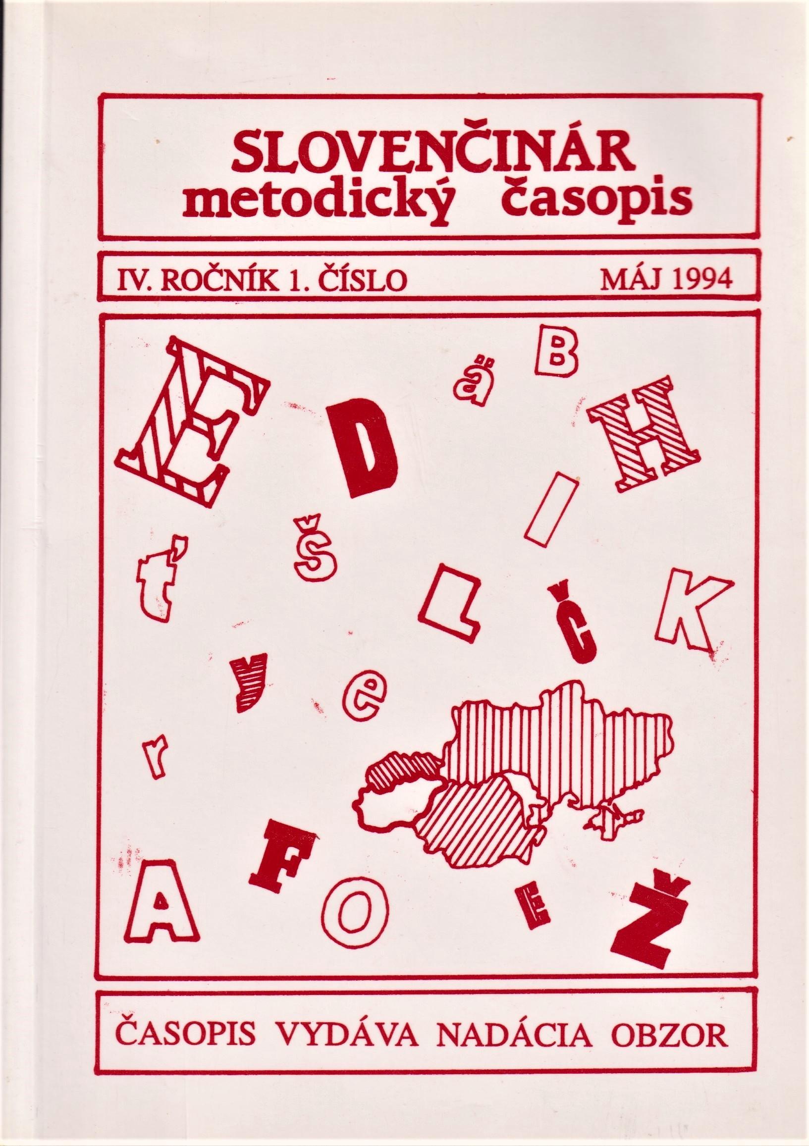 Slovenčinár. metodický časopis r. IV. č. 1.